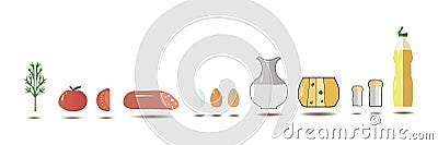 image on a white background isolated items and ingredients Vector Illustration